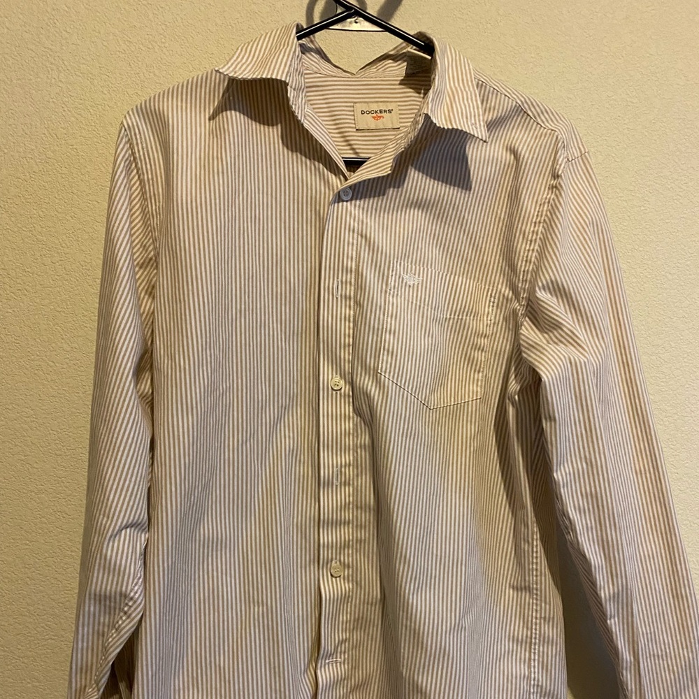 Brown striped button up shirt